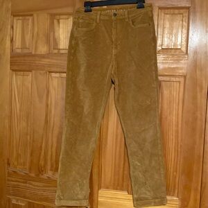 American Eagle Mustard Gold Corduroy Mom Pants Size 8 Regular with small cuffs